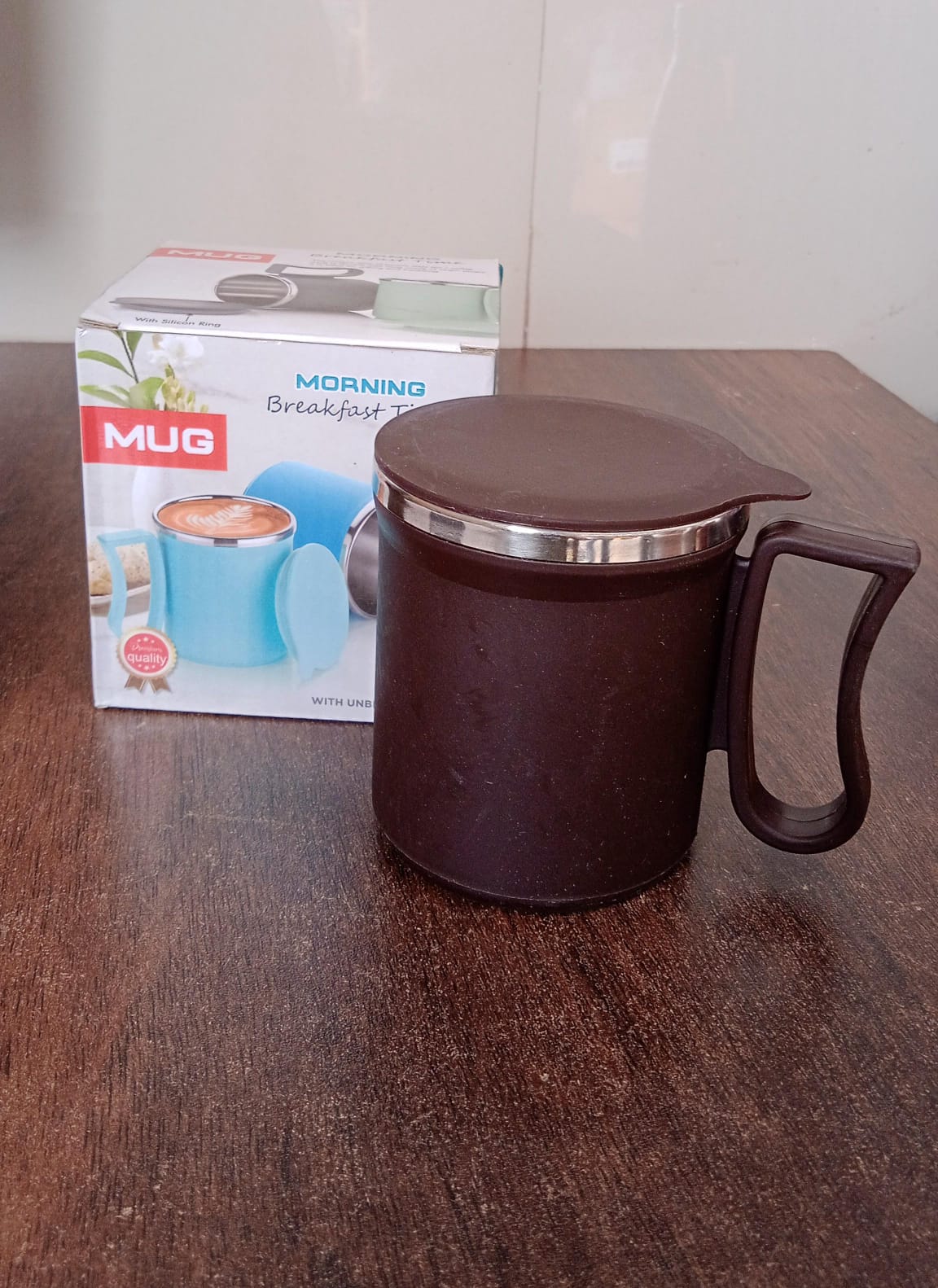 Coffee Mug with Lid and Handle-Plastic Covered Stainless Steel Mug (Random Color, Approx 200 ML) Coffee Mug with Lid and Handle-Plastic Covered Stainless Steel Mug (Random Color, Approx 200 ML)